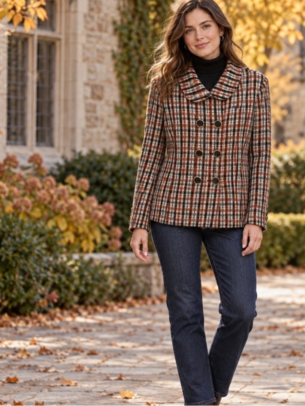 CAbi Style 4118 | Brown Tan Red Jazzy Jacket Blazer | Medium Career Fall